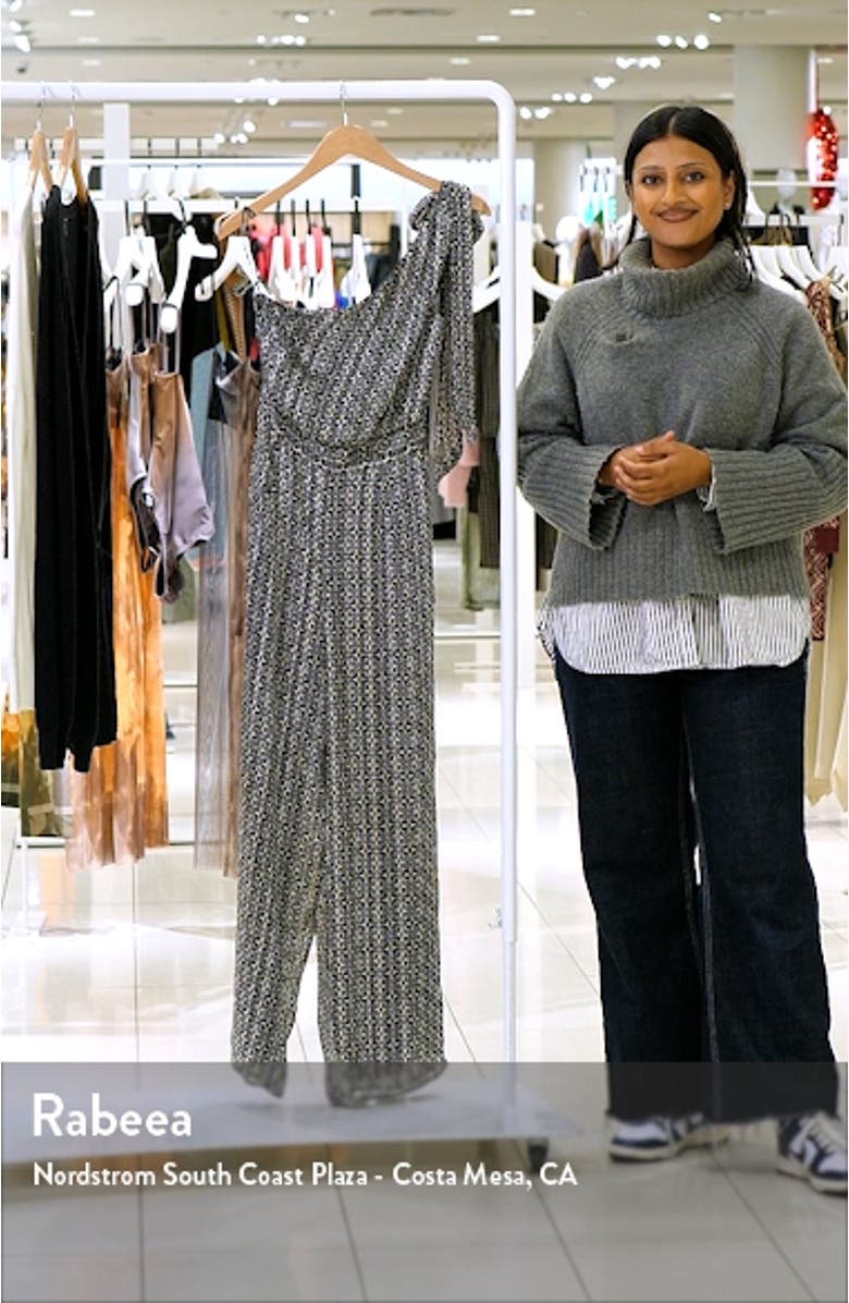 Mira Geo Print One-Shoulder Jumpsuit, sales video thumbnail