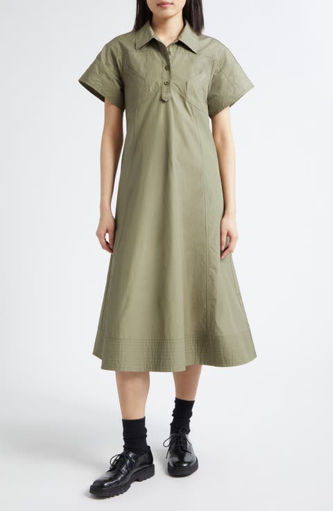 Trapeze Cotton Poplin Shirtdress