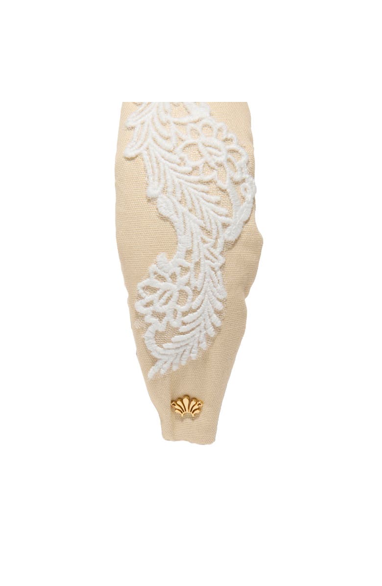 Lele Sadoughi Knotted Embroidered Lace Headband, Alternate, color, Oatmeal 250