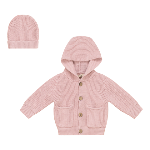 Knit Hoodie Jacket with Matching Hat