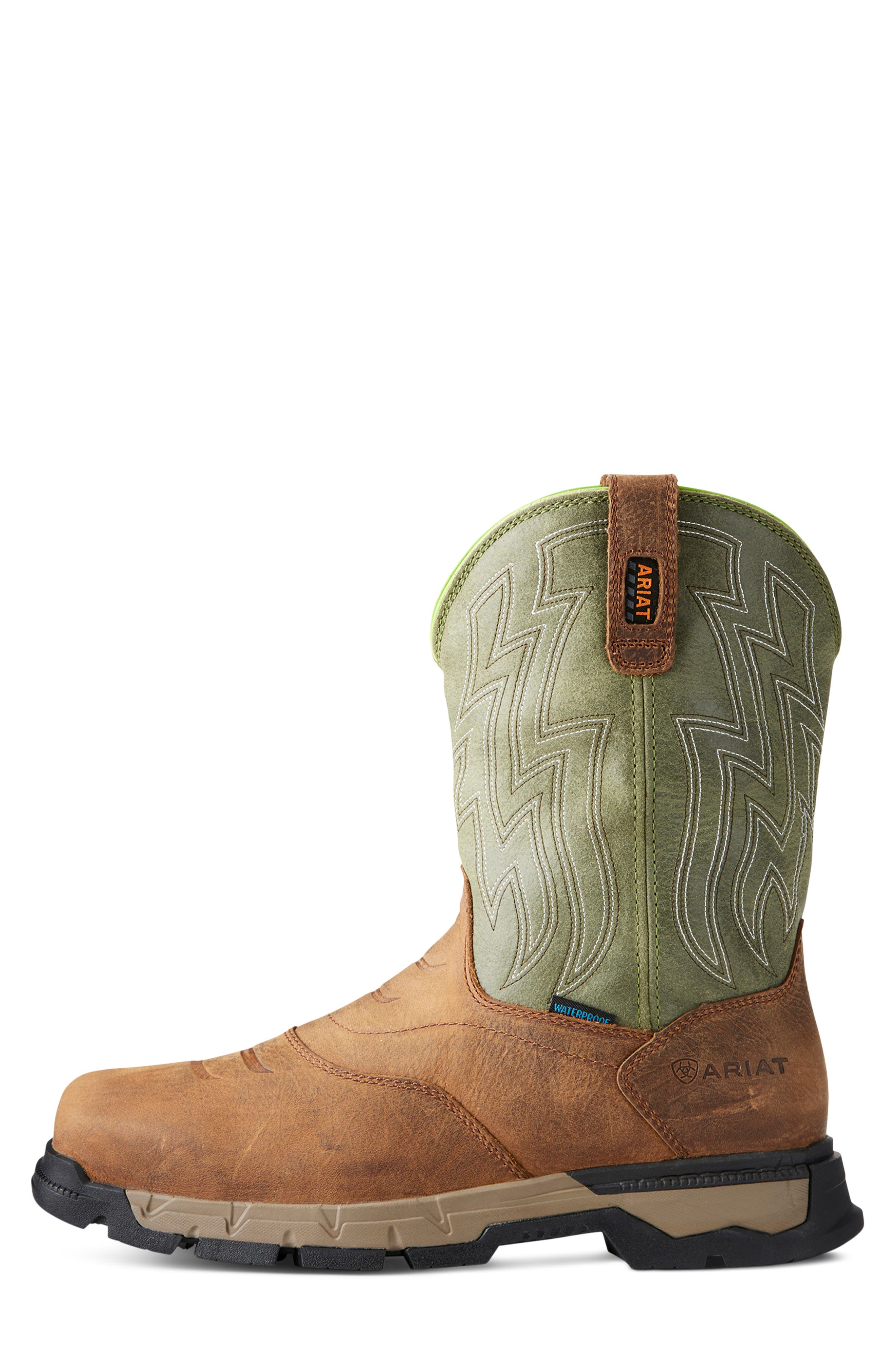 Rebar Flex Waterproof Western Boot, Alternate, color, BROWN