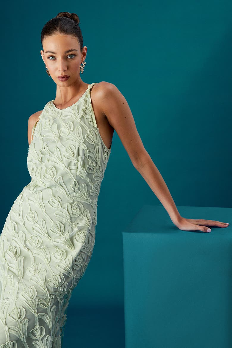Textured Sleeveless Midi Dress, Alternate, color, Sage