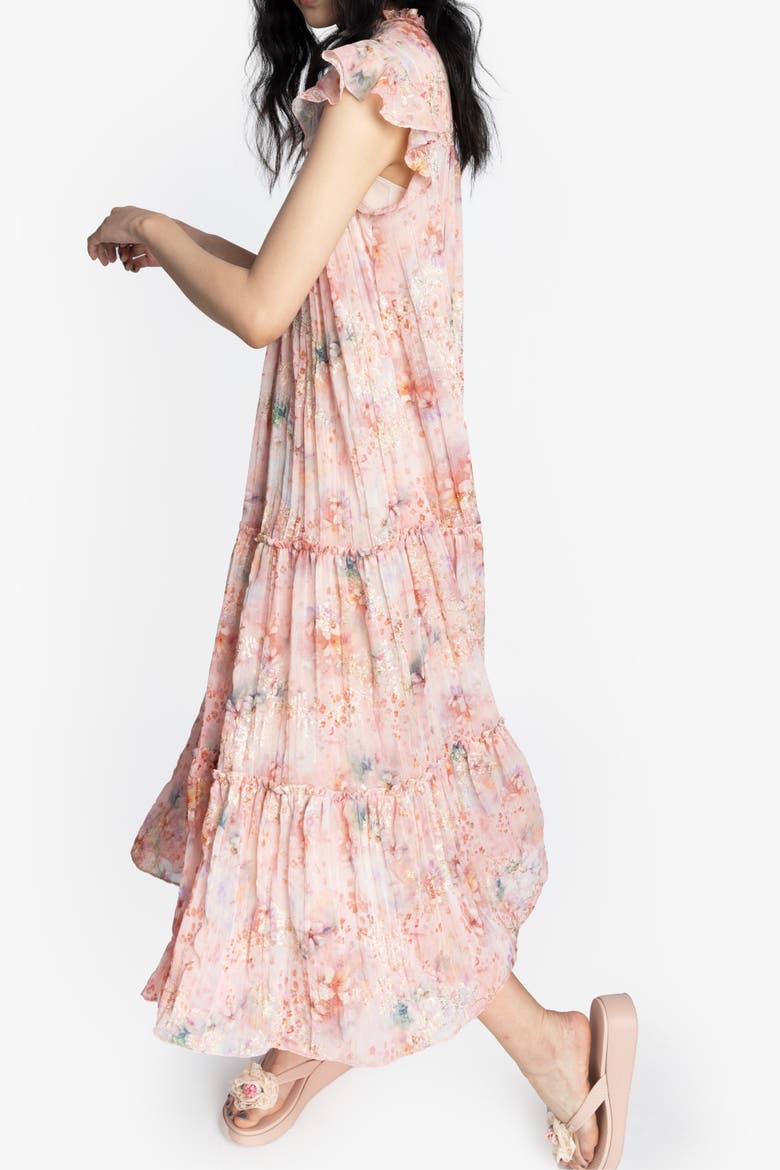 Oasis Blooms Tiered Maxi Dress, Alternate, color, BLUSH MULTI