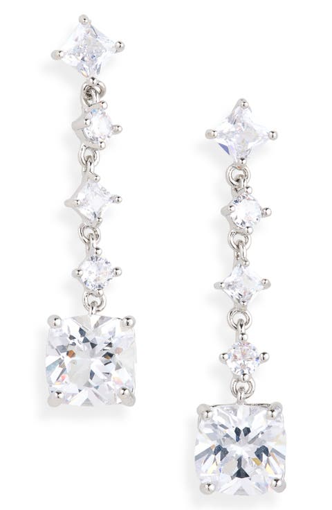 Cubic Zirconia Linear Drop Earrings