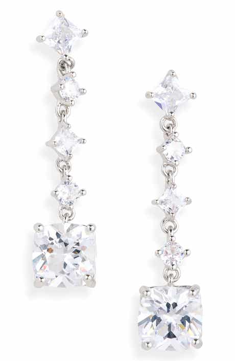 Cubic Zirconia Linear Drop Earrings