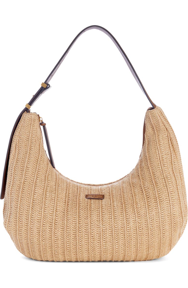 rag & bone Large Hudson Woven Straw Hobo Bag, Main, color, Natural