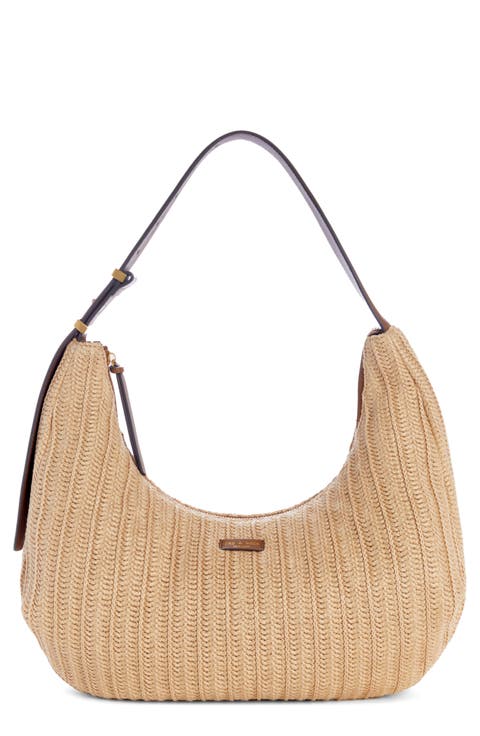 Large Hudson Woven Straw Hobo Bag