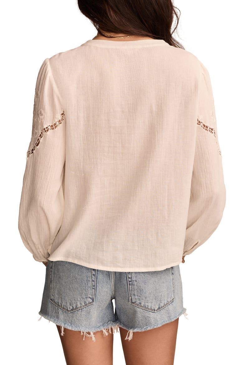 Embroidered Front Button Top, Alternate, color, BRIGHT WHITE