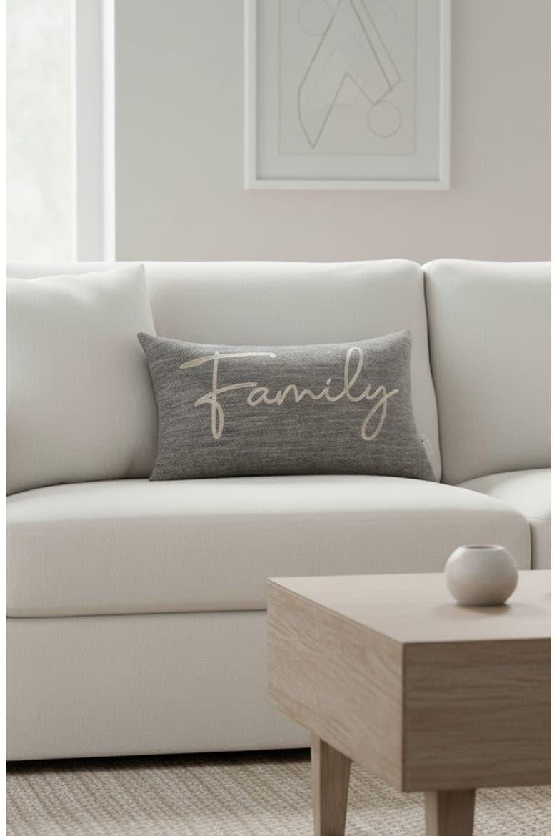 Sentiments Family Embroidered Accent Pillow, Alternate, color, GRAY