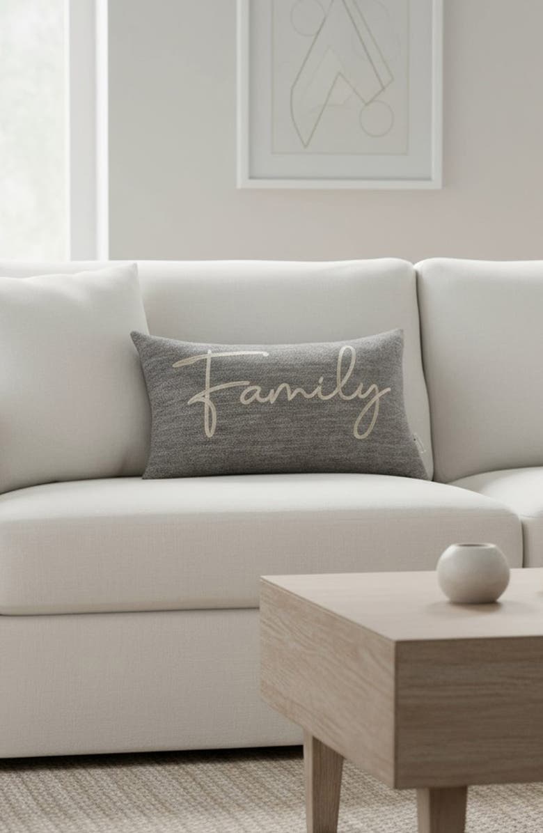 STUDIOCHIC Sentiments Family Embroidered Accent Pillow, Alternate, color, Gray