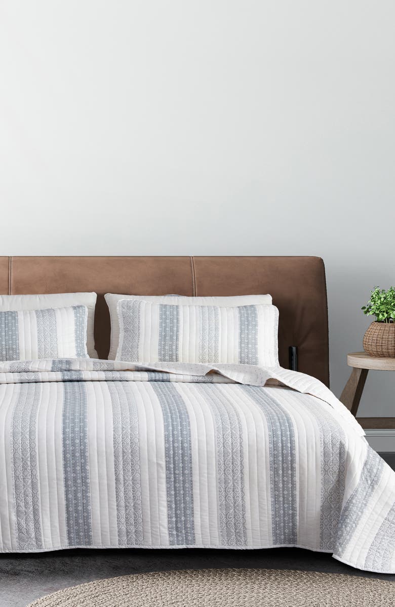 Woven & Weft Patchwork 3-Piece Quilt Set, Alternate, color, Rustic Landscape Grey