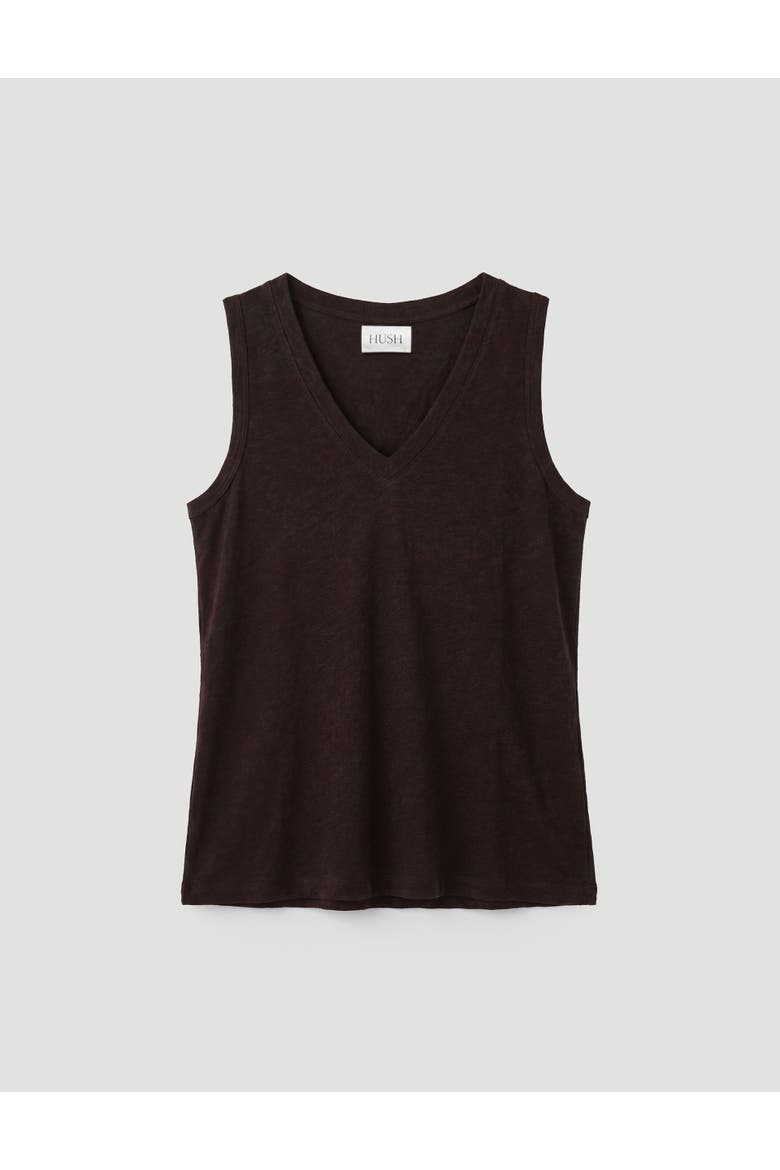 Lio Linen V-Neck Vest, Alternate, color, Dark Brown