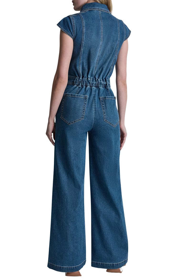 Wide Leg Zip Denim Jumpsuit, Alternate, color, ALBANY