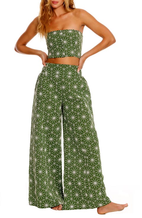 Liria Vessel Embroidered Strapless Cover-Up Crop Top