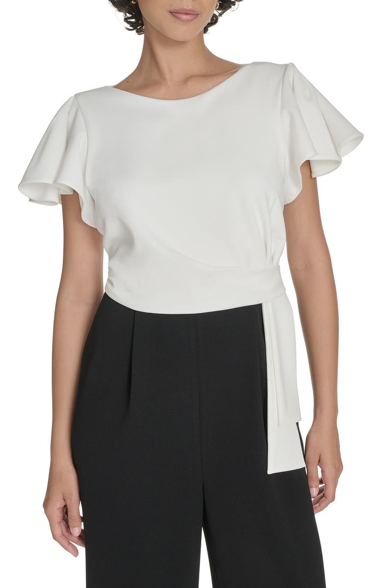 Tommy Hilfiger Flutter Sleeve Draped Side Jumpsuit, Alternate, color,