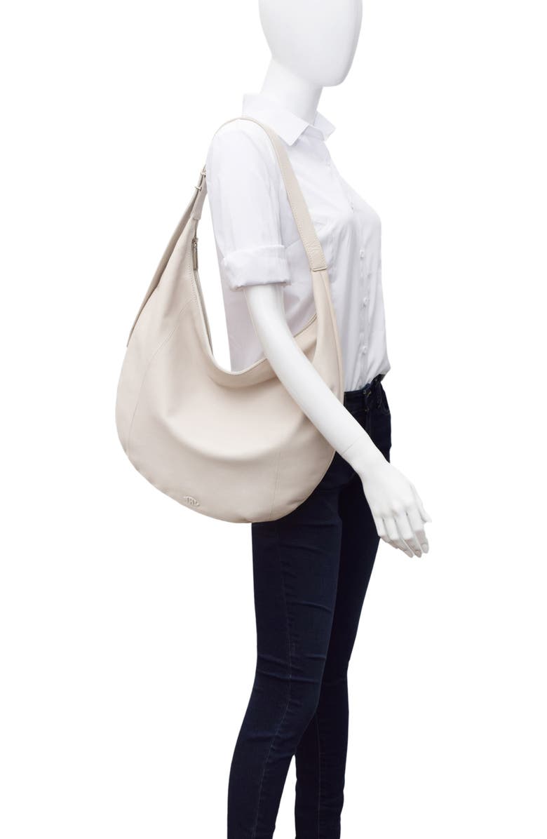 New Amsterdam Leatherworks Wyatt Leather Oversized Hobo Bag, Alternate, color, Ivory