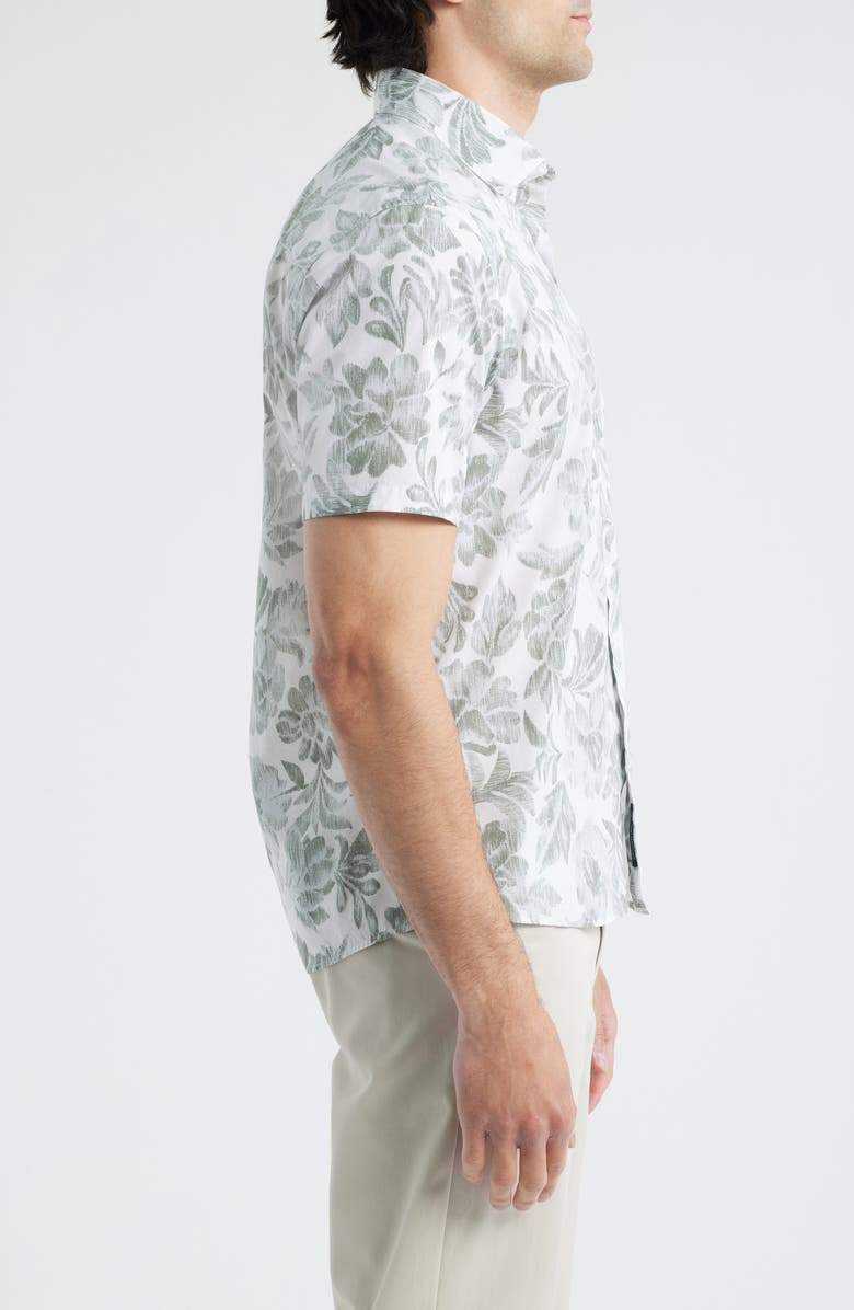 Robert Barakett Hogan Floral Short Sleeve Button-Up Shirt, Alternate, color, Light Green