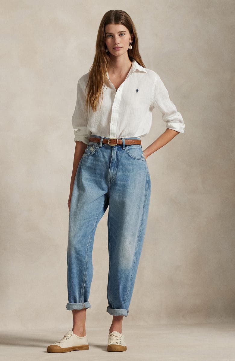 Polo Ralph Lauren Classic Fit Linen Button-Up Shirt, Alternate, color, White