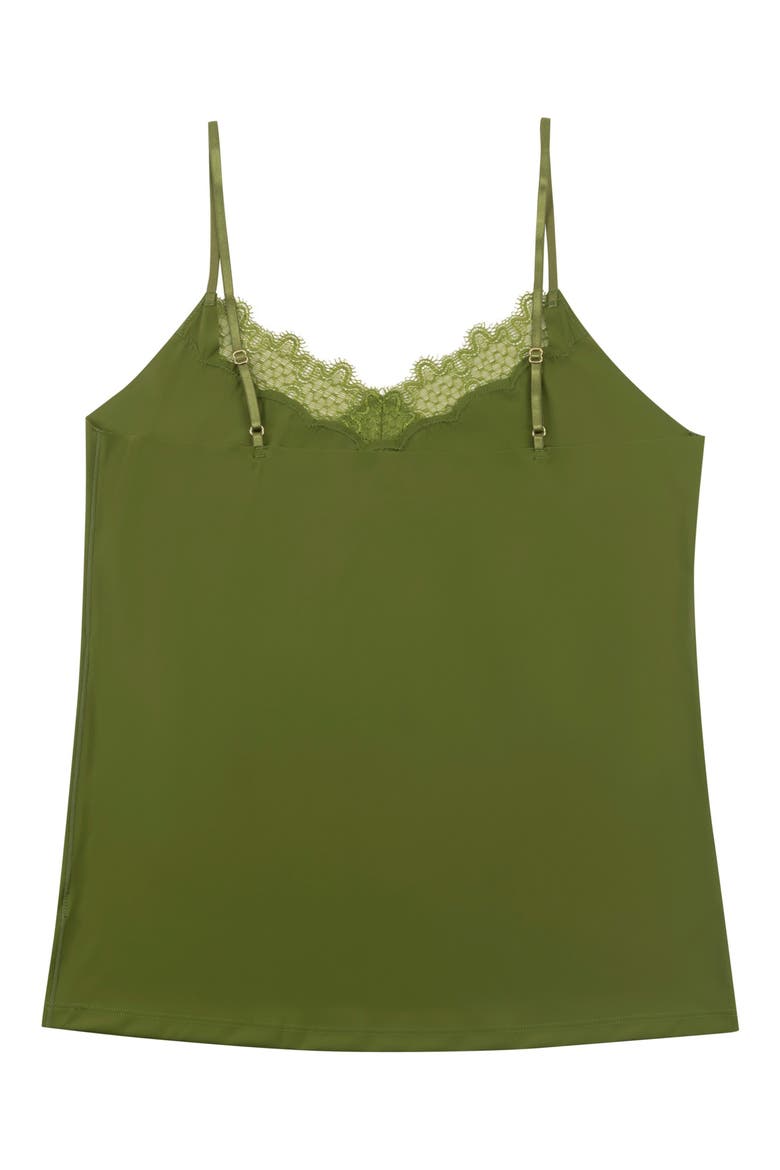 Soft Seamless Camisole with Lace, Alternate, color, TERRARIUM MOSS
