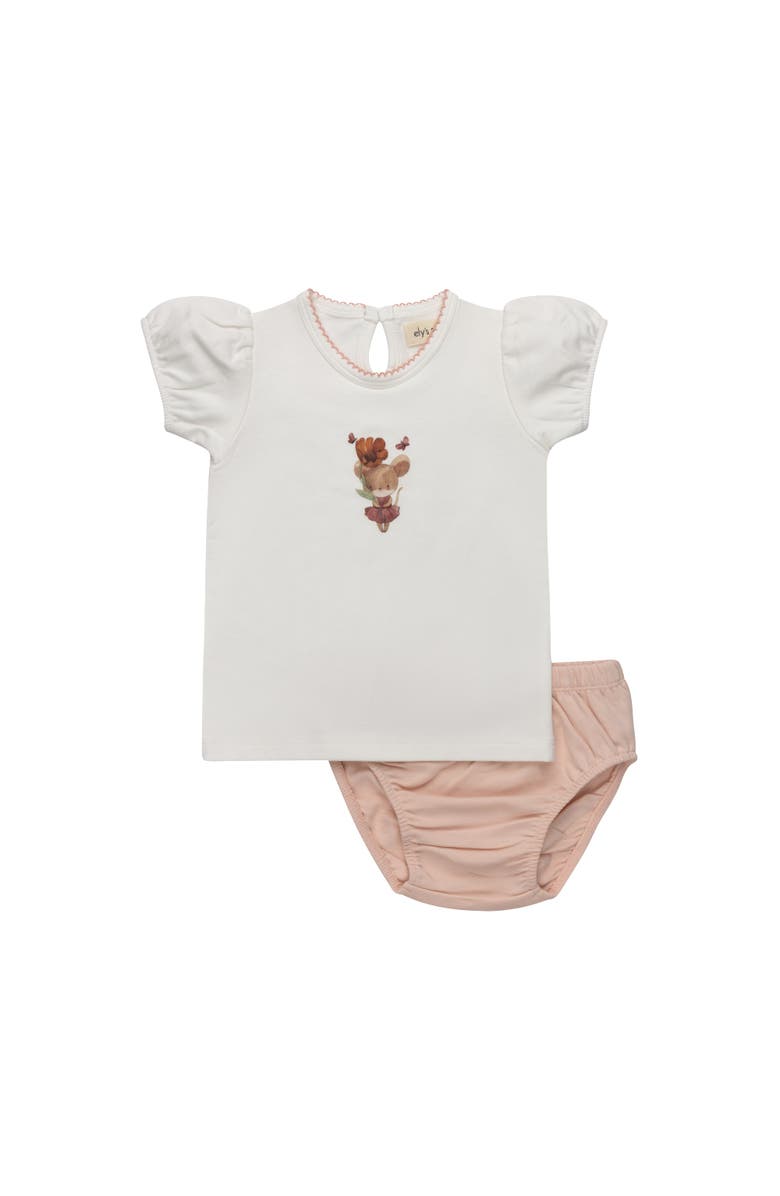 Ely's & Co. Playful Mouse Collection - Two-Piece Set for Girls, Main, color, Ivory/Pink
