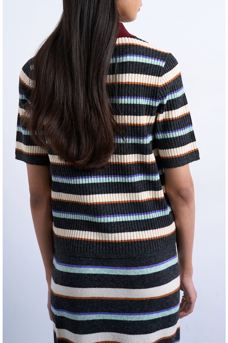 Stripe Zip Rib Polo, Alternate, color, BURGUNDY