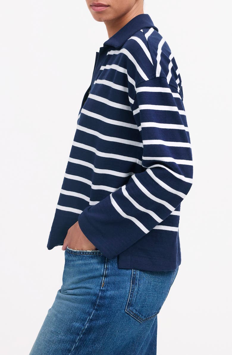 Madewell Stripe Long Sleeve Rugby Shirt, Alternate, color, True Midnight