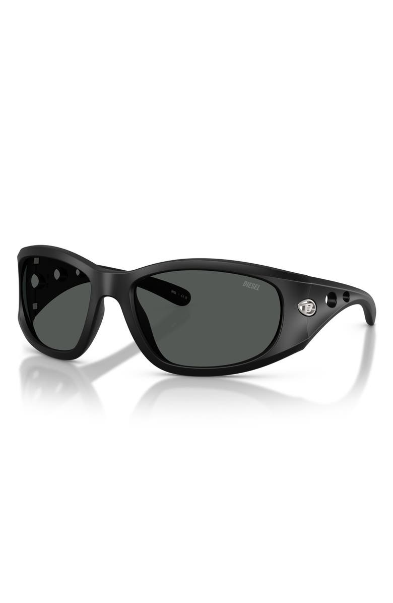 DIESEL<sup>®</sup> DL3012U 58mm Rectangular Sunglasses, Alternate, color, Black Matte / Dark Grey