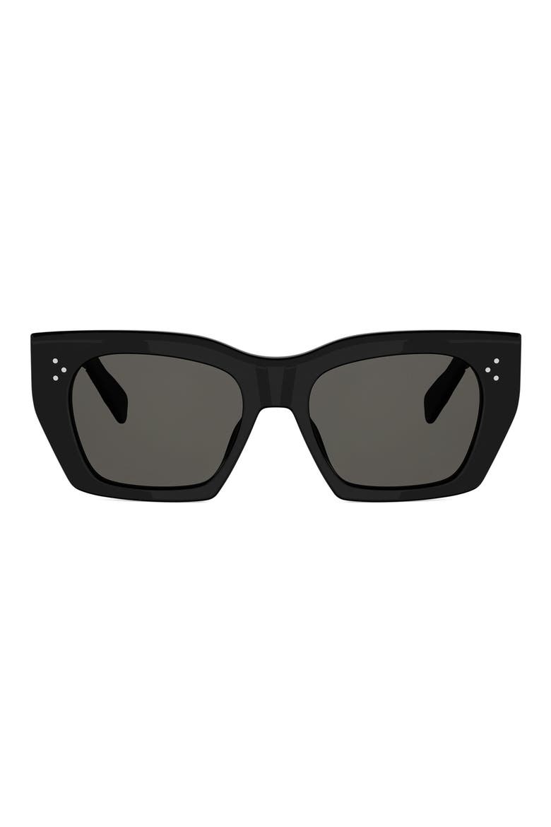 53mm Square Sunglasses, Main, color, SHINY BLACK / SMOKE