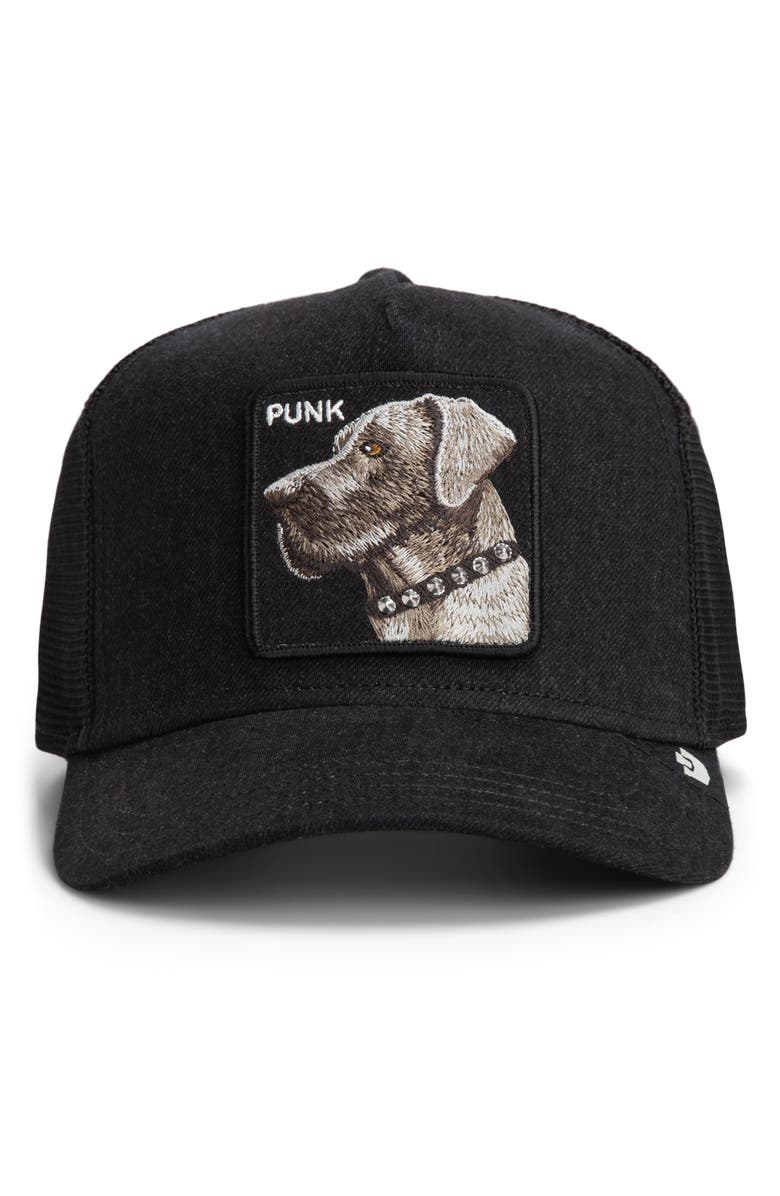 Goorin Bros. Punk Dawg Patch Snapback Trucker Hat, Alternate, color, Black Denim