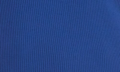 Karen Kane Turtleneck Rib Sleeveless Top In Blue