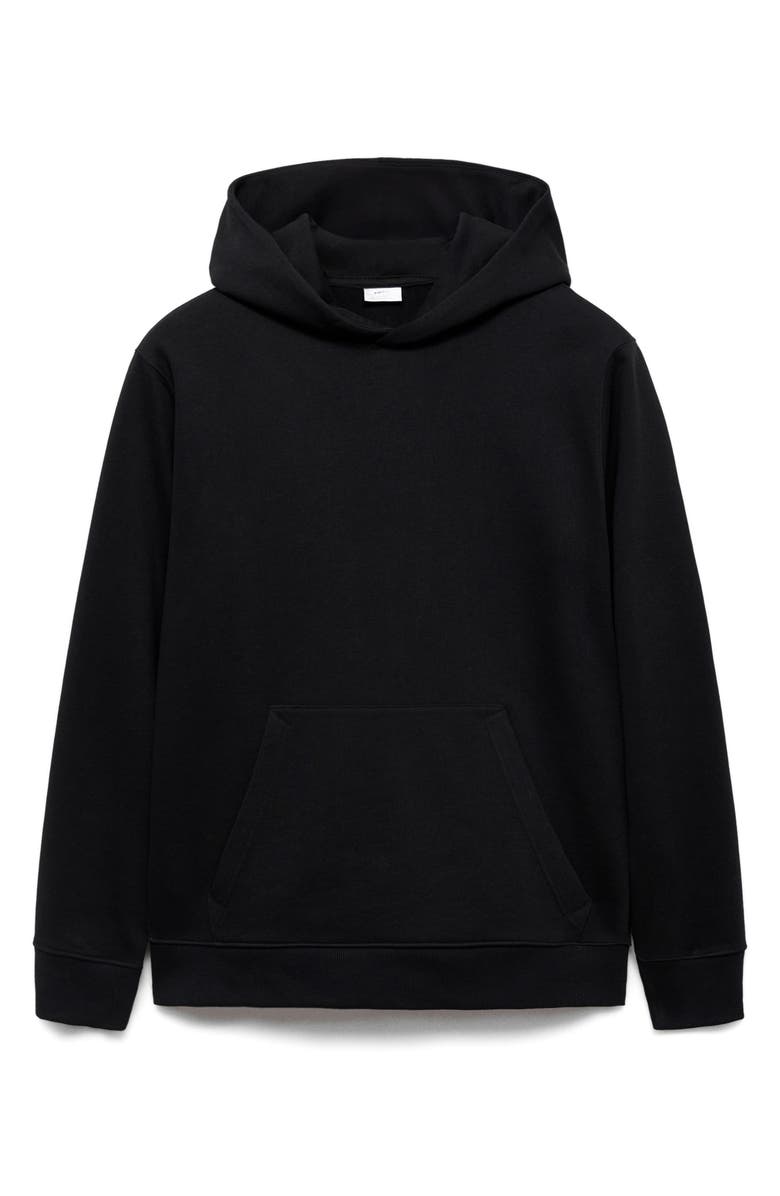 MANGO Cotton Blend Hoodie, Alternate, color, Black
