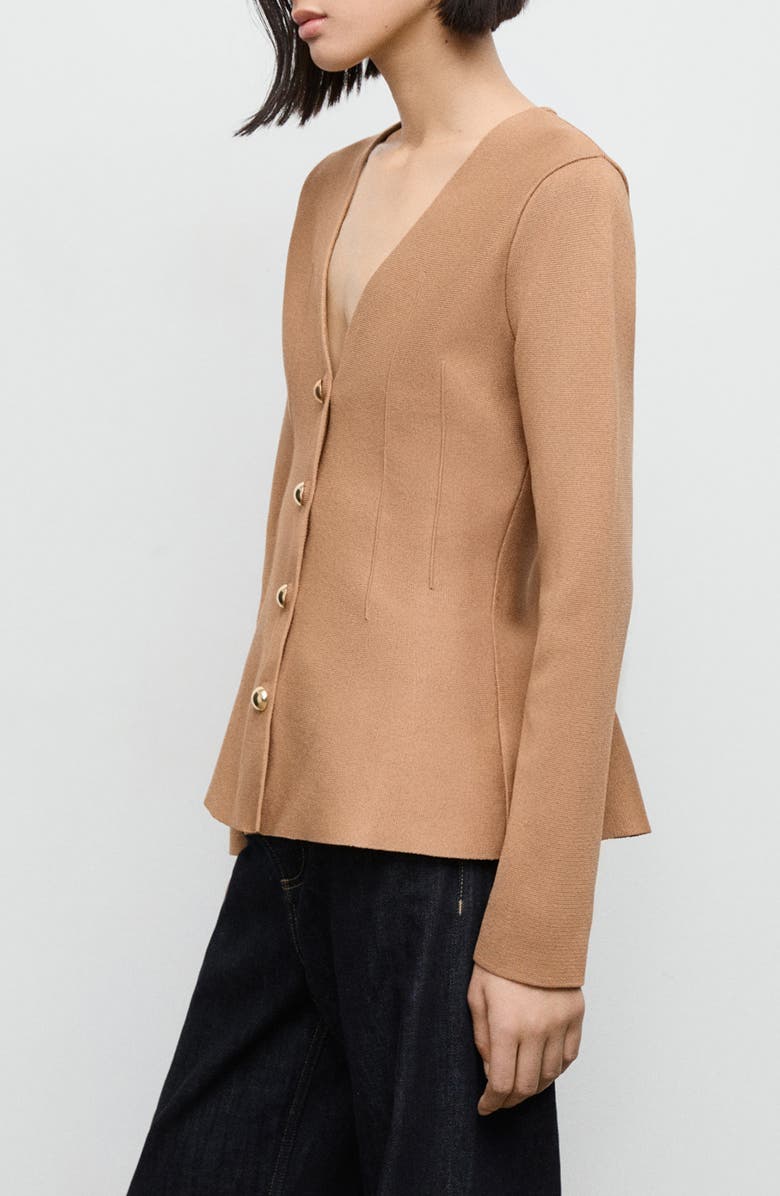 MANGO Tona Sweater Jacket, Alternate, color, Medium Brown