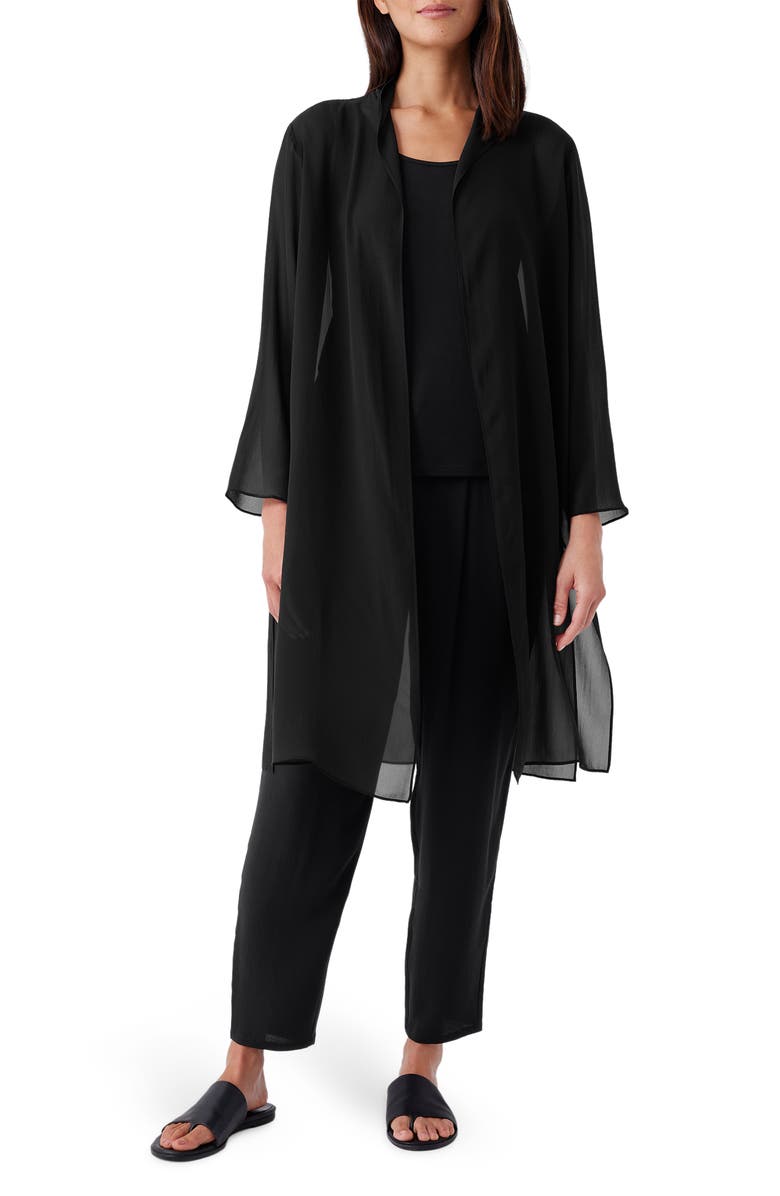 Eileen Fisher Sheer Silk Georgette Jacket, Main, color,