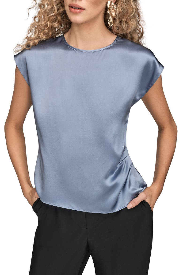 Cap Sleeve Stretch Silk Top, Main, color, TEMPEST
