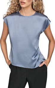 Donna Karan New York Cap Sleeve Stretch Silk Top