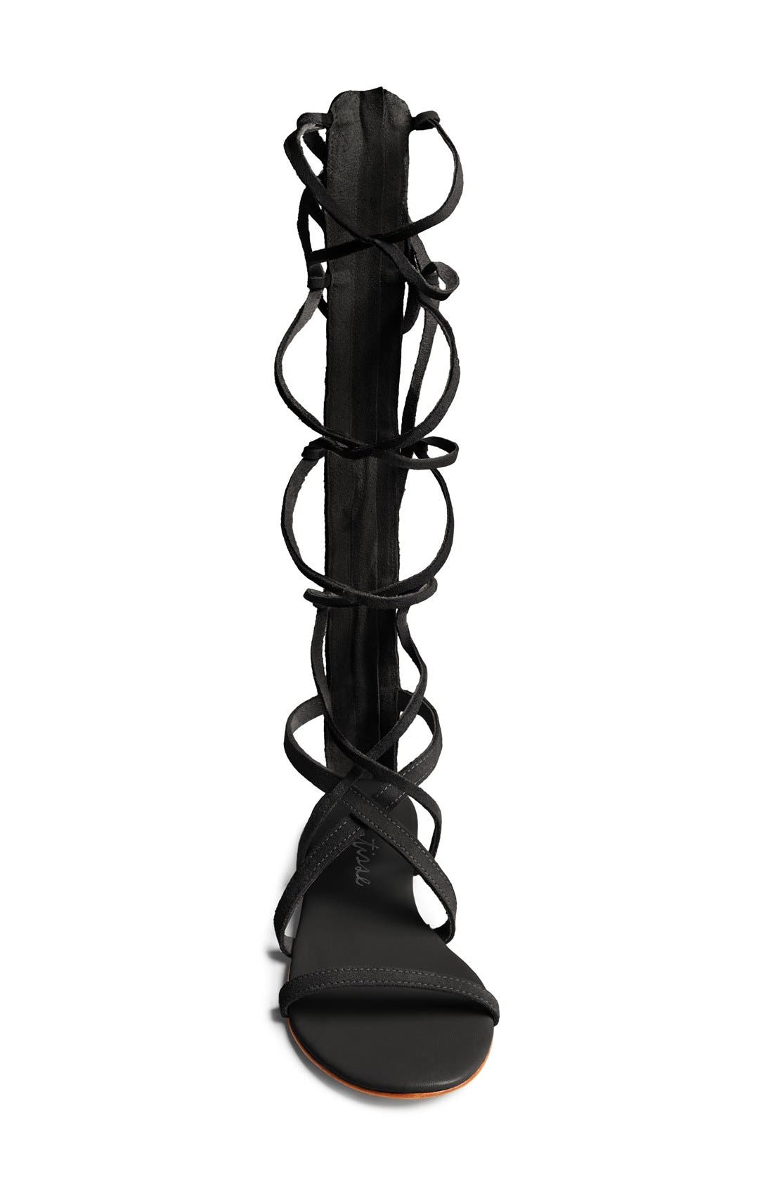 'Atlas' Tall Gladiator Sandal, Alternate, color, BLACK SUEDE