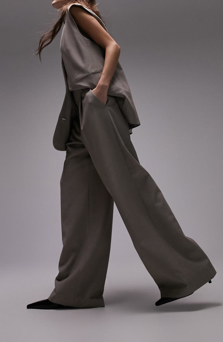 Topshop Tailored Wide Leg Pants, Alternate, color, 