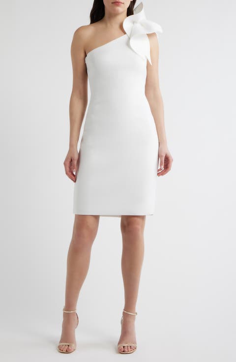 Asymmetric Ruffle One-Shoulder Sheath Cocktail Dress