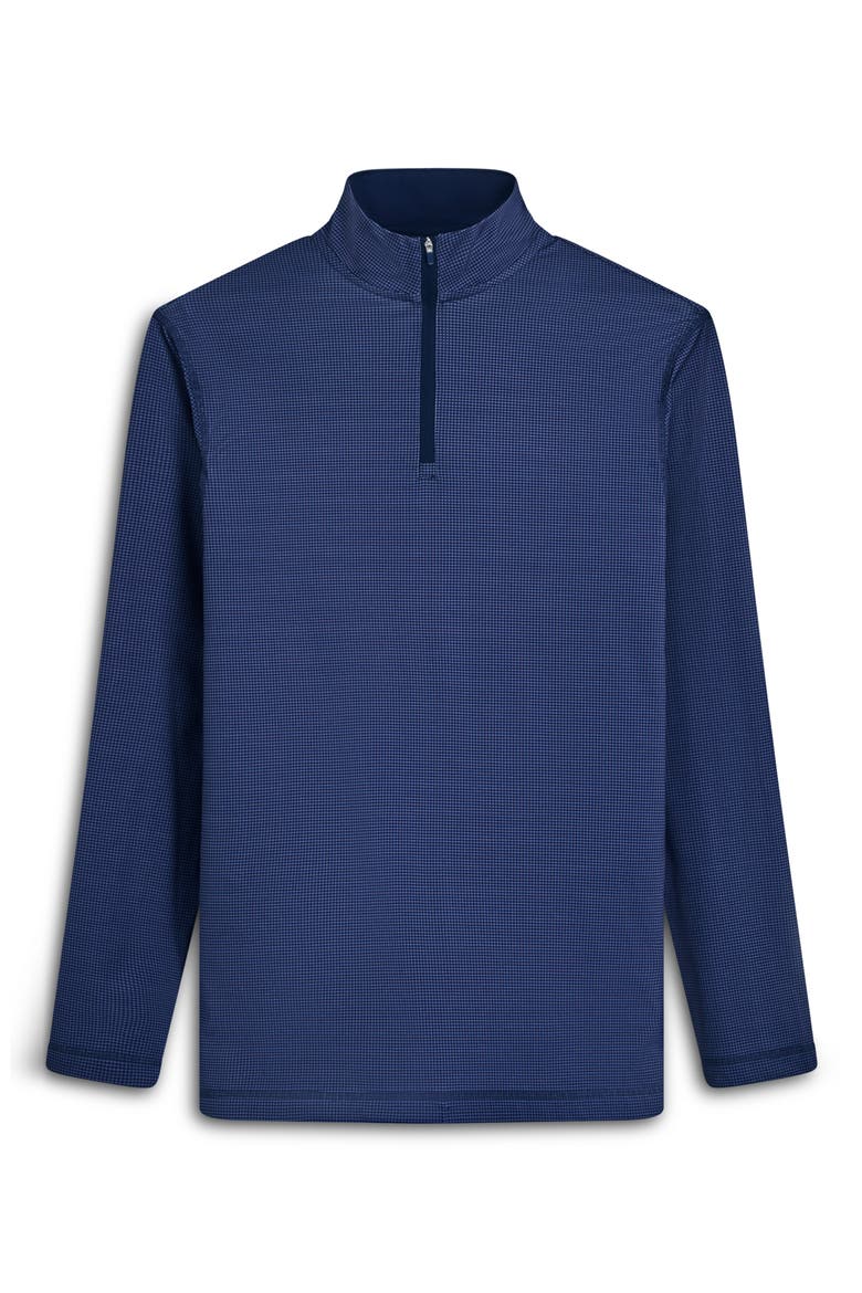 Anthony OoohCotton® Pin Check Print Quarter Zip Pullover, Alternate, color, NAVY
