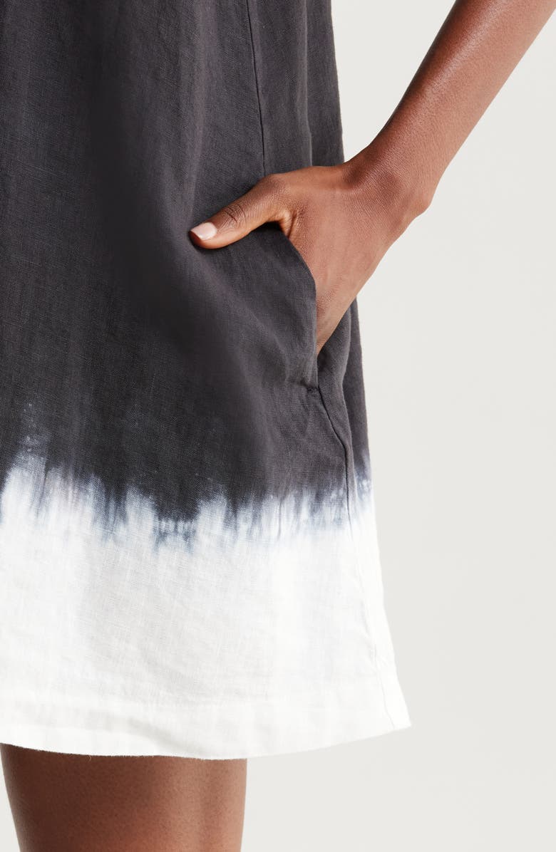 STAUD Cabo Dip Dye Sleeveless Linen Dress, Alternate, color, Onyx Ombre