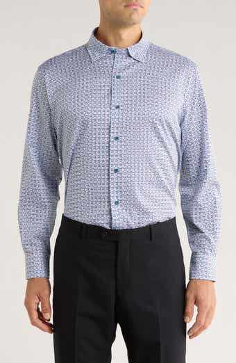 David Donahue Houndstooth Print Sport Shirt