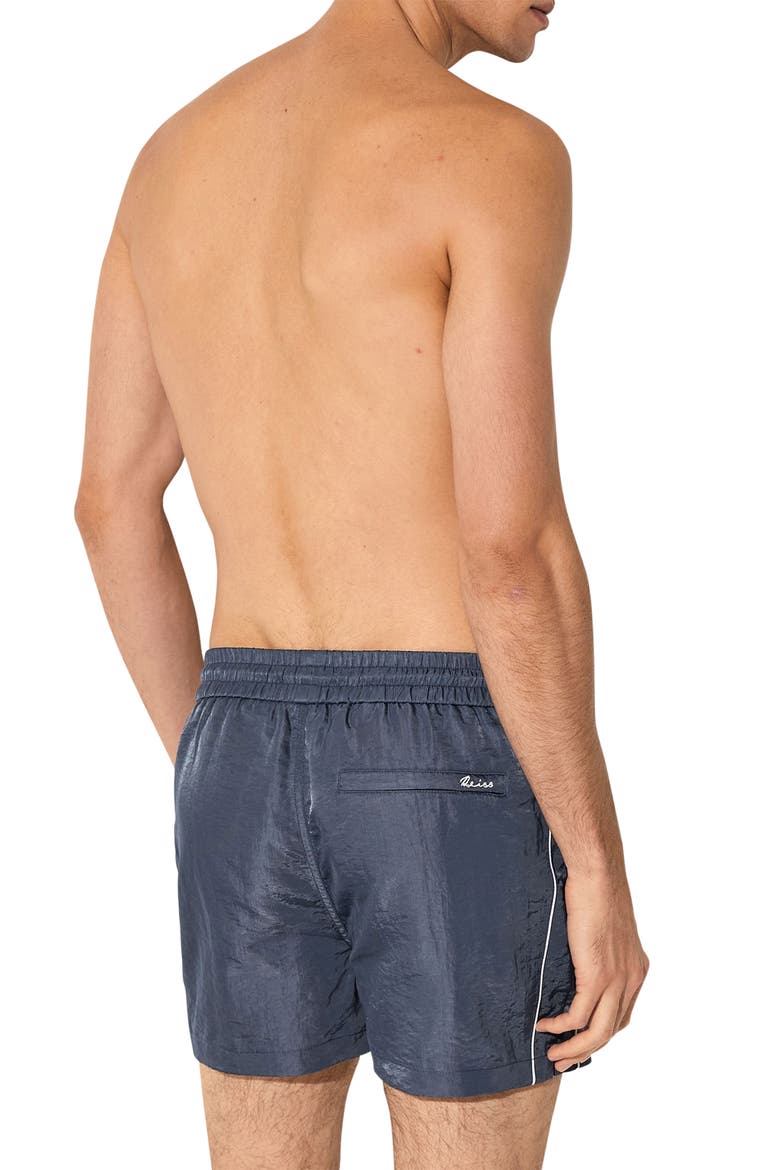 Breeze Piped Nylon Swim Trunks, Alternate, color, STEEL BLUE