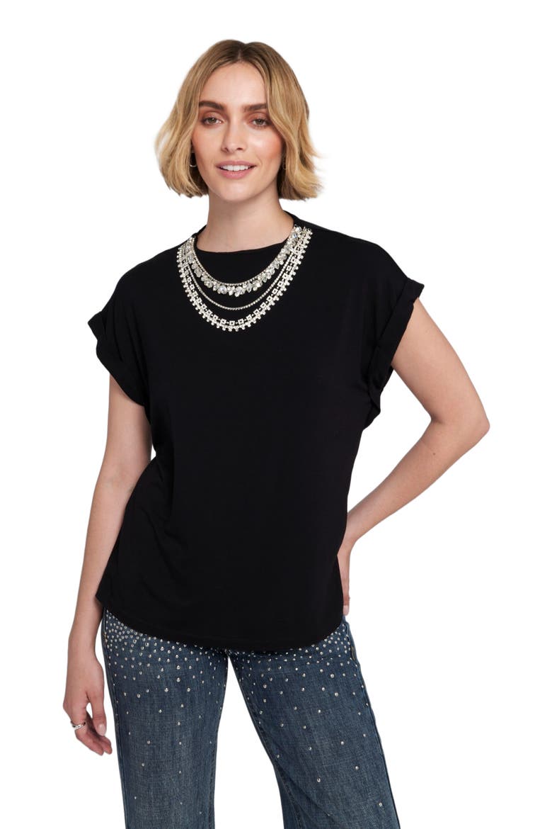 Necklace Embellished Top, Main, color, Black