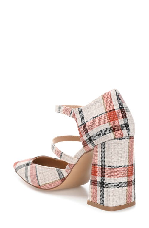 Journee Collection Womens Isadorah Mary Jane Mid Block Heel Square Toe Pumps In Plaid/tan