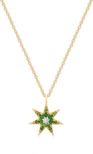GABI RIELLE Emerald Shades Cubic Zirconia Star Pendant Necklace