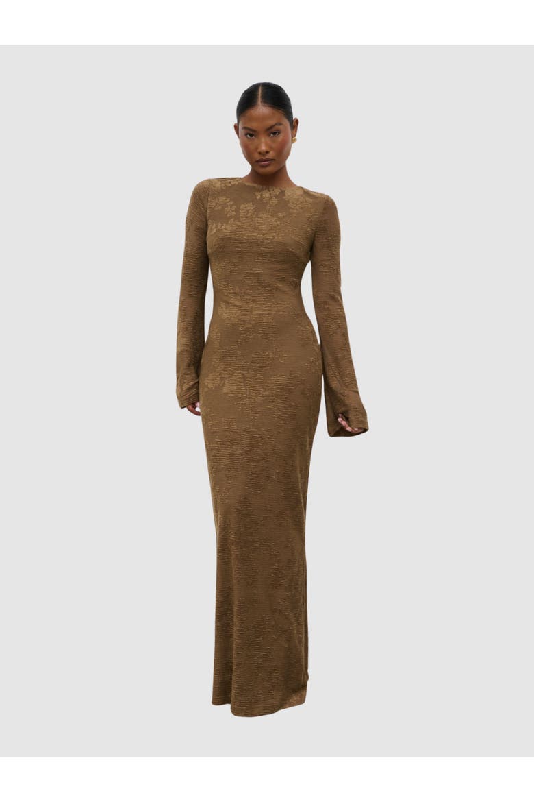 Tanaia Long Sleeve Jersey Maxi Dress, Main, color, Brown