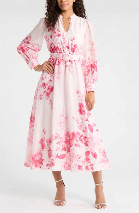 Rosalyn Floral Long Sleeve Belted Dress