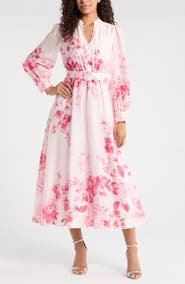 Ever New Rosalyn Floral Long Sleeve Belted Dress