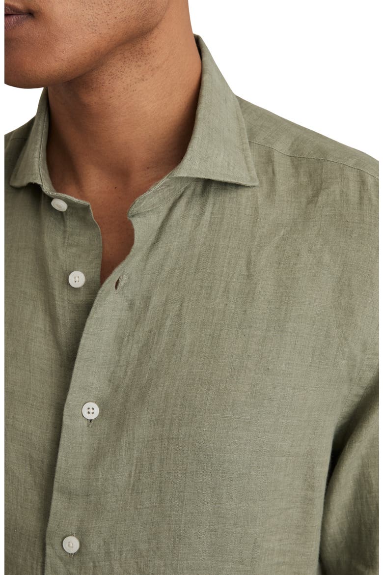 Ruban Linen Button-Up Shirt, Alternate, color, THYME GREEN