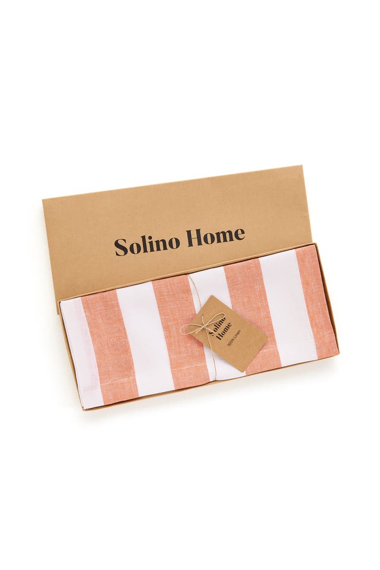 Linen Table Runner - Cabana Stripe, Alternate, color, Orange and White